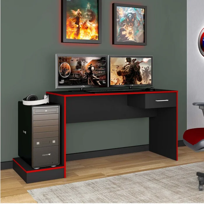 Escritorio Gamer Mdf Negro Kuma en Negro - Escritorios, Uruguay | Divino