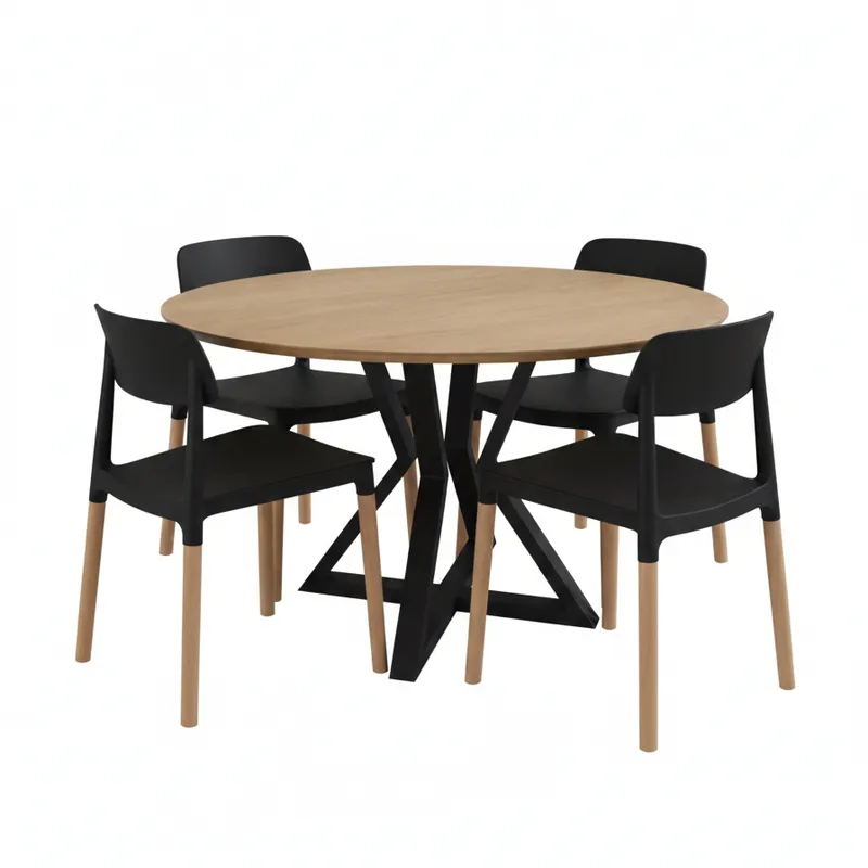 Juego de Comedor Mesa louvre olmo + 4 silla Belloch negra en Negro - Sillas, Uruguay | Berna home