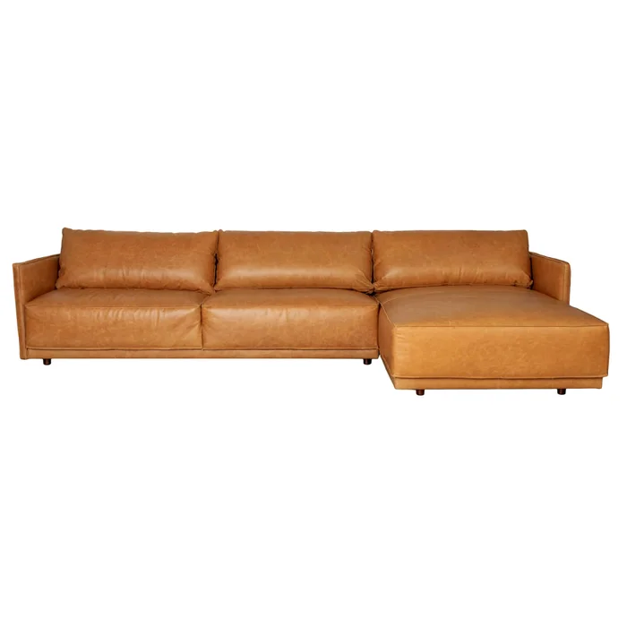 Sillón C/chaise Cuero-100-natural Marron Romeo Tp3 La Paz Camel en Beige - Sillones y sofás, Uruguay | Divino, vista 2