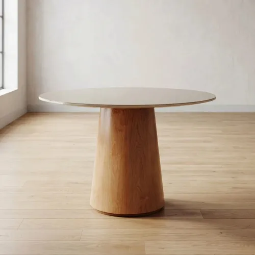 Mesa de Comedor Ana - Redonda - Línea Nevada - Blanco en Blanco - Mesas de comedor, Uruguay | Ecowood