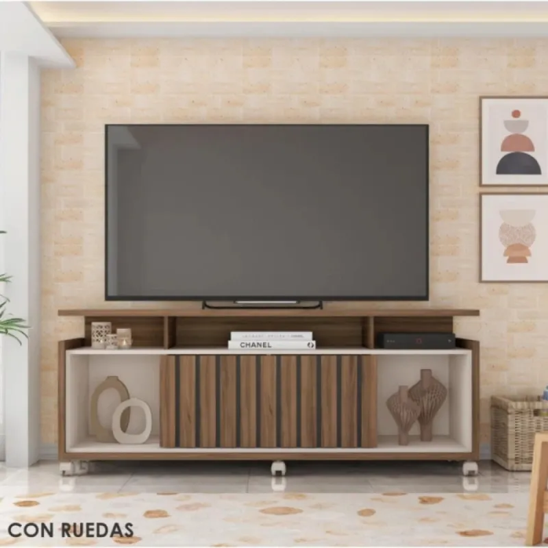 Rack Oasis 1.6 Puerta Correr en Off-white - Muebles para TV, Uruguay | Albanés