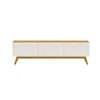 Rack Classic 180 - 3 cajones - Off White y Natural en Blanco - Muebles para TV, Uruguay | NYR, vista 3 de 4
