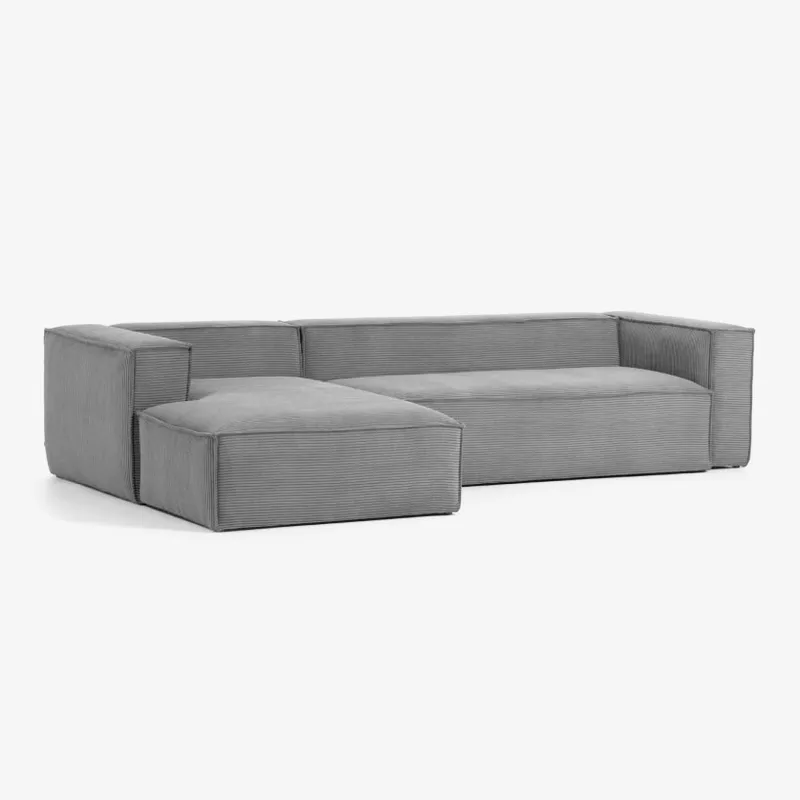 Sofá Blok 3 plazas chaise longue izquierdo pana gris 330 cm en Gris - Sillones y sofás, Uruguay | Kavehome