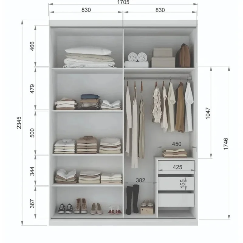 Ropero puertas corredizas Plus - FIT - Roperos y placares, Uruguay | Ecowood, vista 3