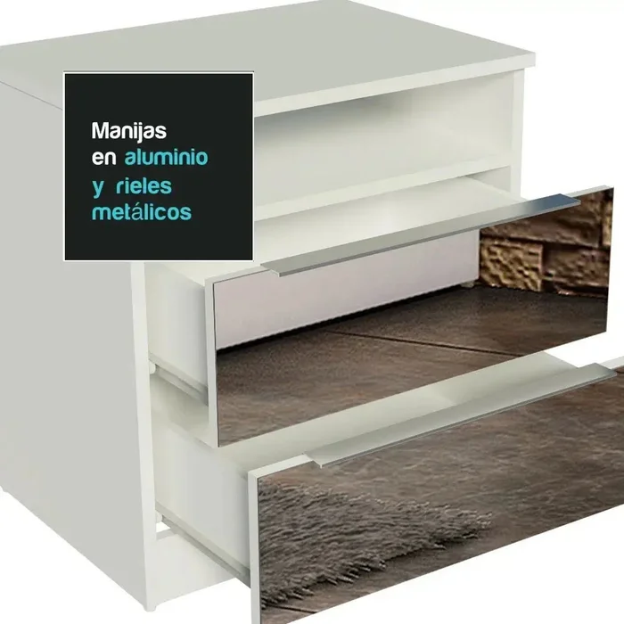Mesa de Luz con 2 Cajones y Espejo en Rustic - Mesas de luz, Uruguay | Balton, vista 7