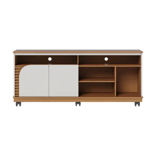 Rack Tv 2 Puertas Varios Estantes Y Ruedas Hasta 65 Pulgadas en Off-white - Escritorios y sillas de escritorio, Uruguay | Soy Hogar