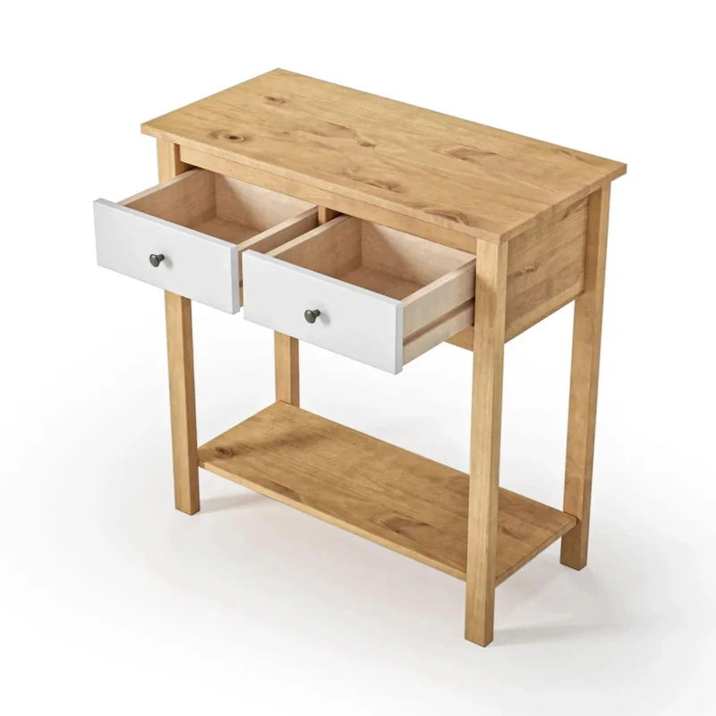 Mesa De Arrime Aparador 2 Cajónes - Línea Maden - Blanco en Blanco - Mesas de arrimo, Uruguay | Ecowood, vista 3