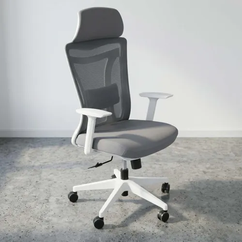 Silla De Oficina Malla Blanco Amane en Gris - Escritorios y sillas de escritorio, Uruguay | Divino
