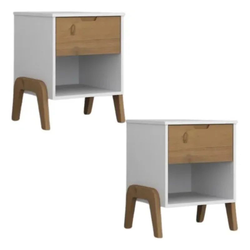Promo 2 Mesa de luz 1 cajon Linea Veneza - Blanco/Miel en Multicolor - Mesas de luz, Uruguay | La Cueva Muebles
