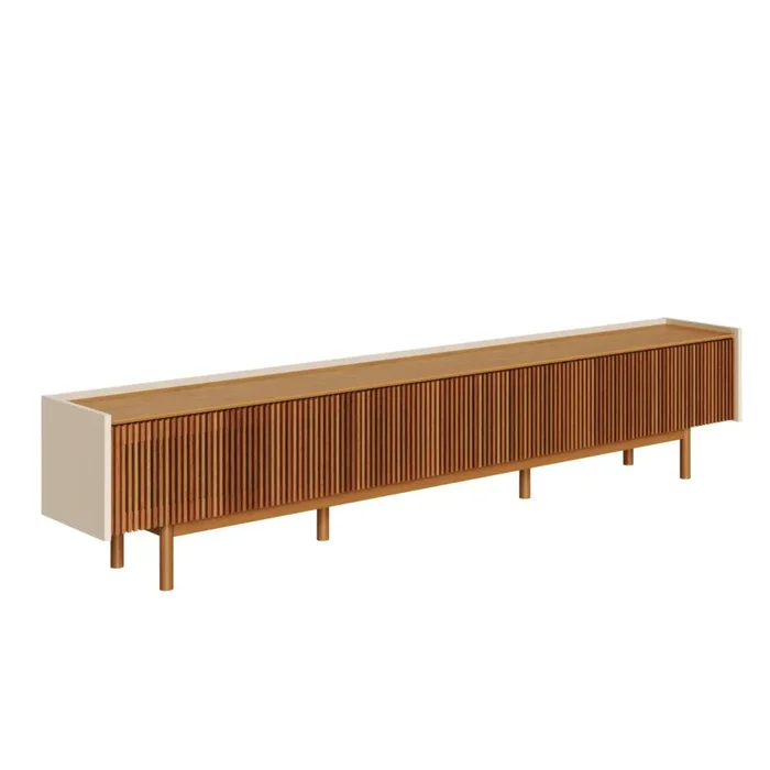 Rack de TV Dune Ripiado 2.6 - Línea Nevada - Blanco/Natural en Madera natural - Muebles para TV, Uruguay | Ecowood, vista 2