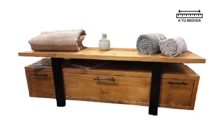 Rack IRON 1.50 m en Madera natural - Muebles para TV, Uruguay | Finkel