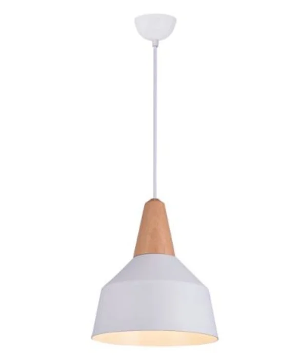 Campana de Aluminio y madera estilo nórdico - Blanco en Blanco - Lámparas colgantes, Uruguay | Iluminica, vista 3