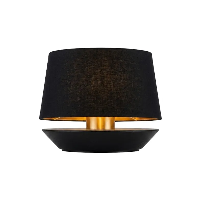 Lampara de Mesa Mini – Madera Negro / Lino Negro en Negro - Lámparas de mesa, Uruguay | Berna home