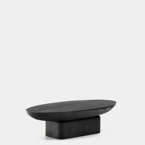 Mesa de centro Ovak de madera maciza de acacia con acabado negro FSC 100% 140 x 70 cm en Negro - Mesas de living, Uruguay | Kavehome