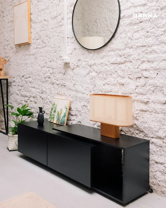 Rack TV Vigo Negro en Negro - Muebles para TV, Uruguay | Berna home, vista 2