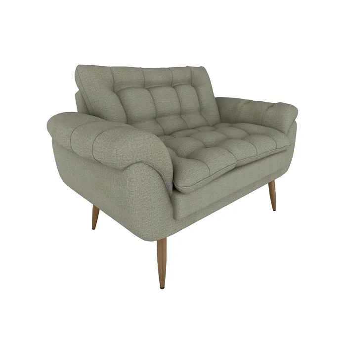 Sofa 2 Cuerpos Capitoneado Tapizado Tela Patas De Madera en Gris - Sillones y sofás, Uruguay | Soy Hogar, vista 2
