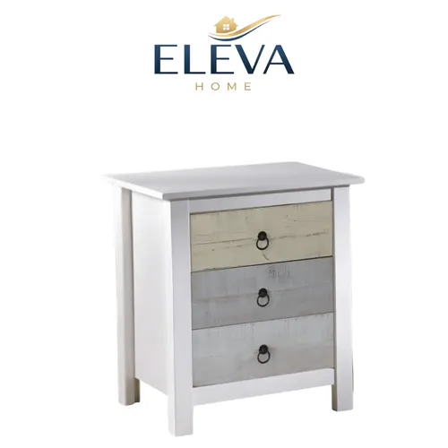 Mesa de luz 3 cajones Linea Flora - Blanco en Blanco - Mesas de luz, Uruguay | Nario Hogar