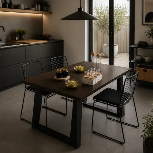 Mesa de comedor madera y hierro MONACO en Madera natural - Mesas de living, Uruguay | Simple Deco