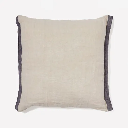 Almohadón Suerta 100% lino beige - y azul 45 x 45 cm en Amarillo - Textiles, Uruguay | Kavehome