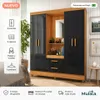 Ropero Vetro 4 Puertas 2 Cajones con Espejo, Perchero y Tocador 150cm MDP - Cinamomo Negro en Negro - Roperos y placares, Uruguay | Mulata, vista 1 de 7