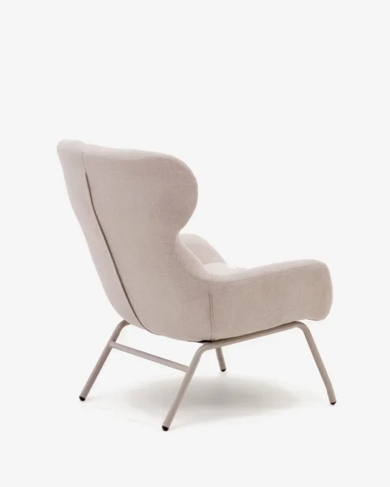 Butaca Belina - de chenilla beige y acero con acabado blanco en Beige - Butacas, banquetas y puffs, Uruguay | Kavehome, vista 8