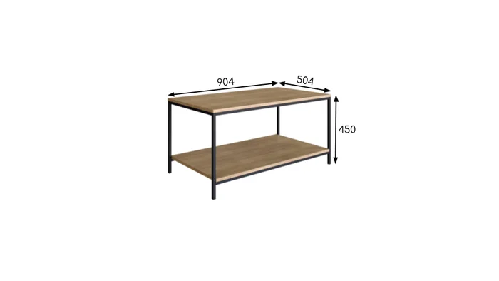Mesa de Centro Ratona Rectangular Tapa Doble (Marrón Claro y Hierro Negro) en Madera natural - Mesas de living, Uruguay | Berna home, vista 2