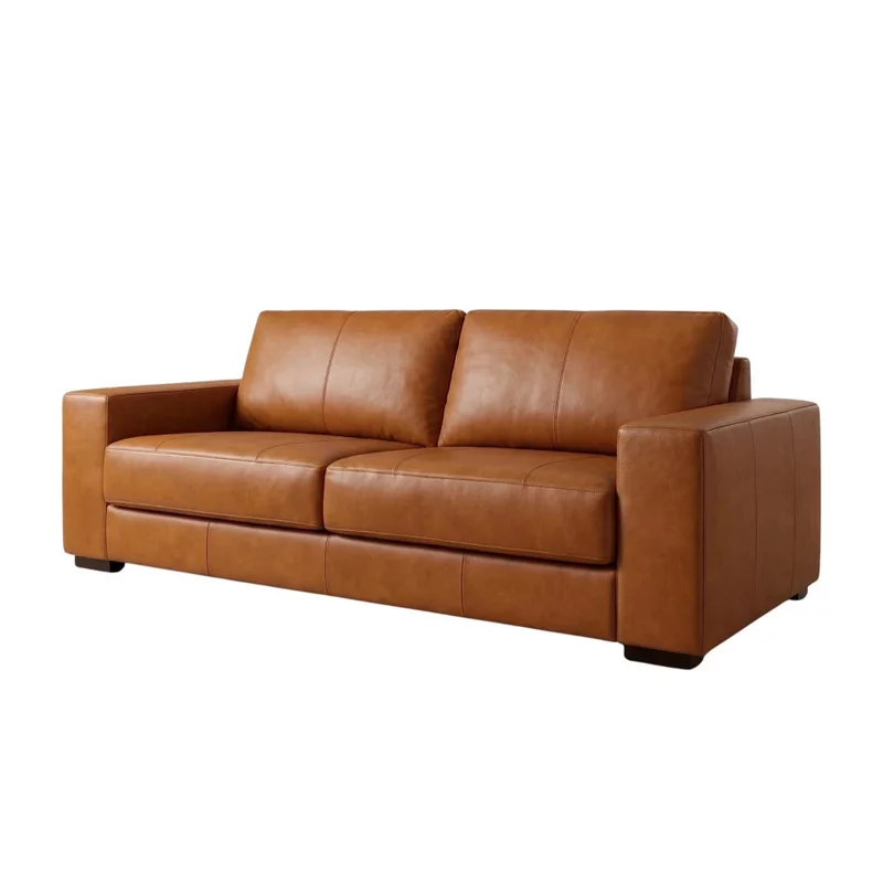 Sillón 3 cuerpos Como - 100% Cuero - Camel en Marrón - Sillones y sofás, Uruguay | Ecowood, vista 3