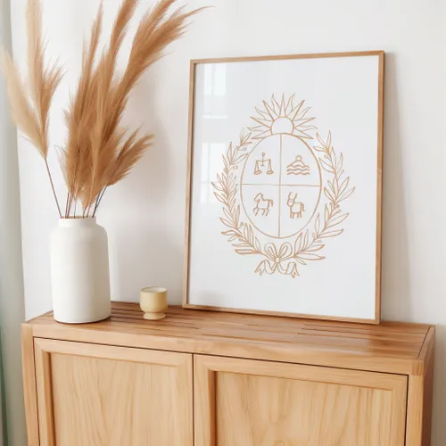 100% Patriota - Cuadro Escudo de Uruguay en Blanco - Láminas, Uruguay | Kiosko de Mar