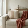 Almohadón Algodón combinado flecos Beige y Tostado cuadrado en Beige - Textiles, Uruguay | Indrana, vista 1 de 3