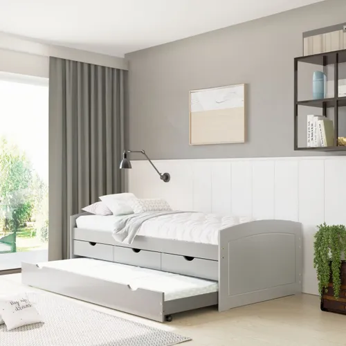 Cama Marinera 1 Plaza Con Cajones - Ulli - Gris en Gris - Dormitorio, Uruguay | Rústico Hogar