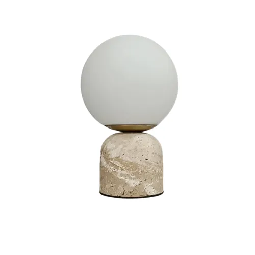 L. MESA ESFERA TRAVERTINO en Beige - Lámparas de mesa, Uruguay | Masinfinito Casa