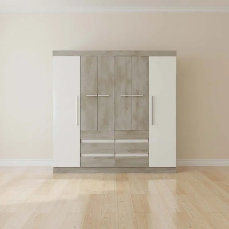 Placard Viena 6 Puertas Mdp Natural-beige Bc 2035 en Madera natural - Roperos y placares, Uruguay | Divino