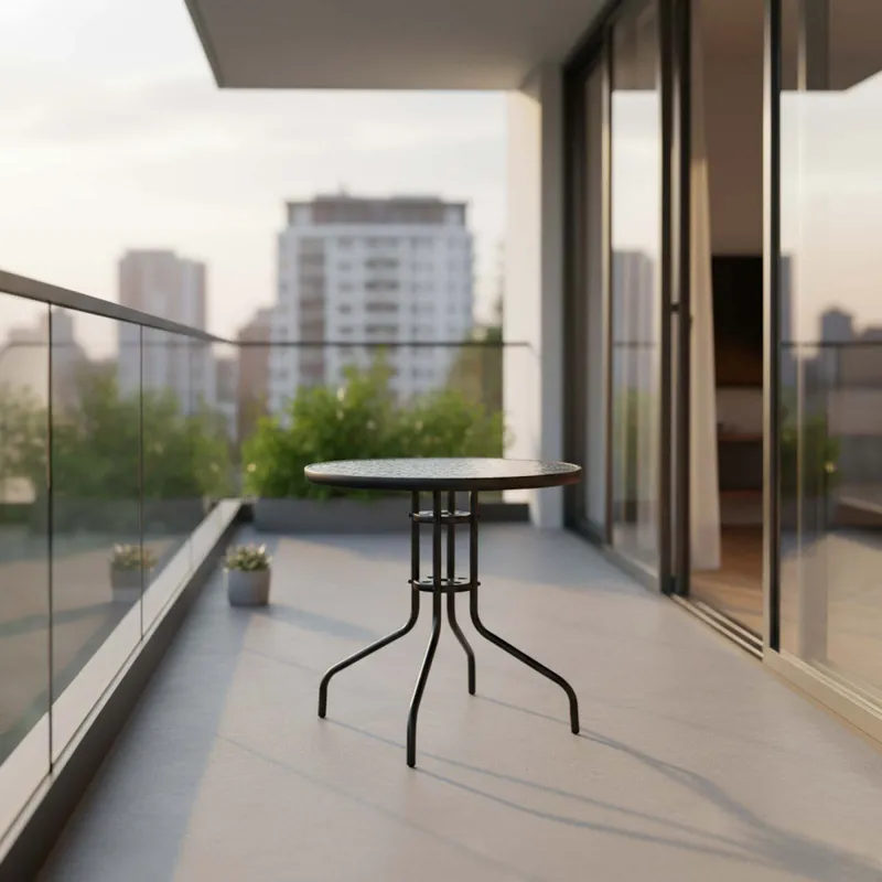 Mesa De Exterior Acero-y-vidrio Negro Minhla en Negro - Muebles para el exterior, Uruguay | Divino
