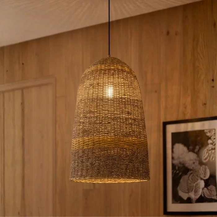 Lámpara de Fibra de Banana Campana | Casakos en Madera natural - Lámparas colgantes, Uruguay | Casakos