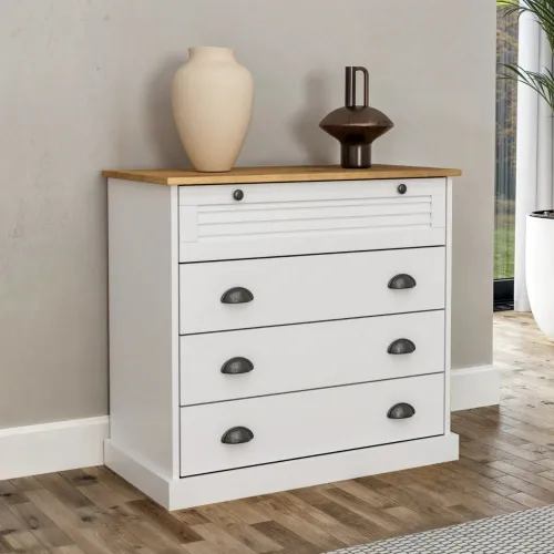 Cómoda 4 cajones - Línea Oslo - Blanco en Blanco - Cómodas, Uruguay | Ecowood